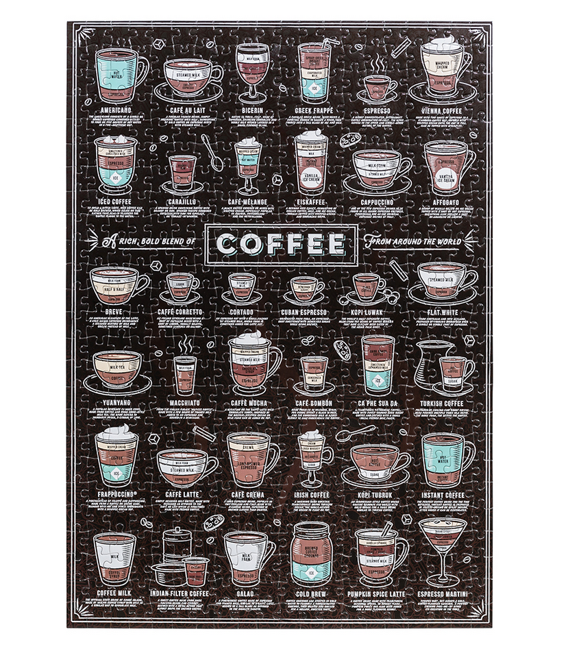 Púsl 500 stk Kaffi unnendur