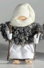 JÓLASTELPA - á skíðum hvít húfa, grár jakki