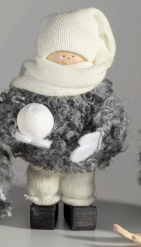 JÓLAKALL - með snjóbolta hvít húfa, grár jakki