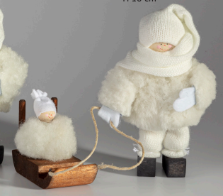 JÓLASTRÁKUR - með barn á sleða hvít húfa