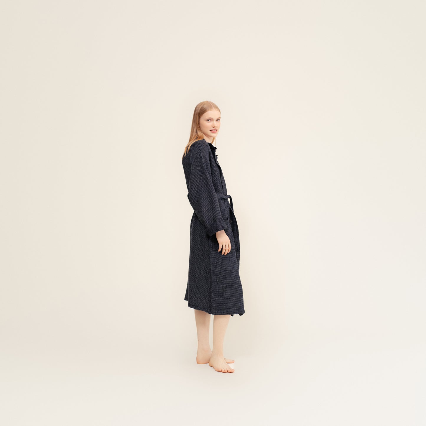 TERVA hör/tencel unisex baðsloppur - Black graphite