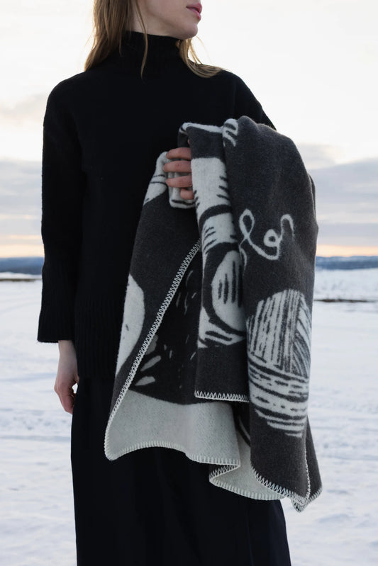 KISSANPÄIVÄT Ullarteppi - Dark grey-white 90x130cm