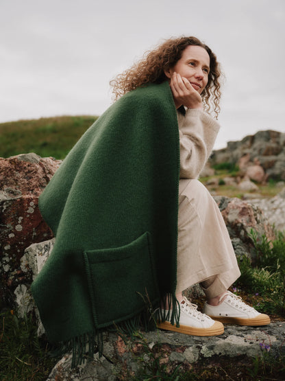UNI - Sjal / trefill með vösum - Dark moss green