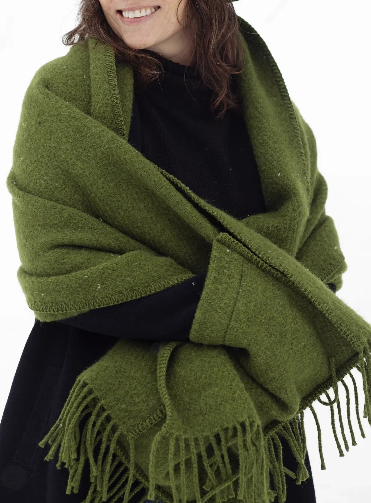 UNI - Sjal / trefill með vösum - Dark moss green