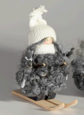 JÓLASTELPA - á skíðum hvít húfa, grá gæra