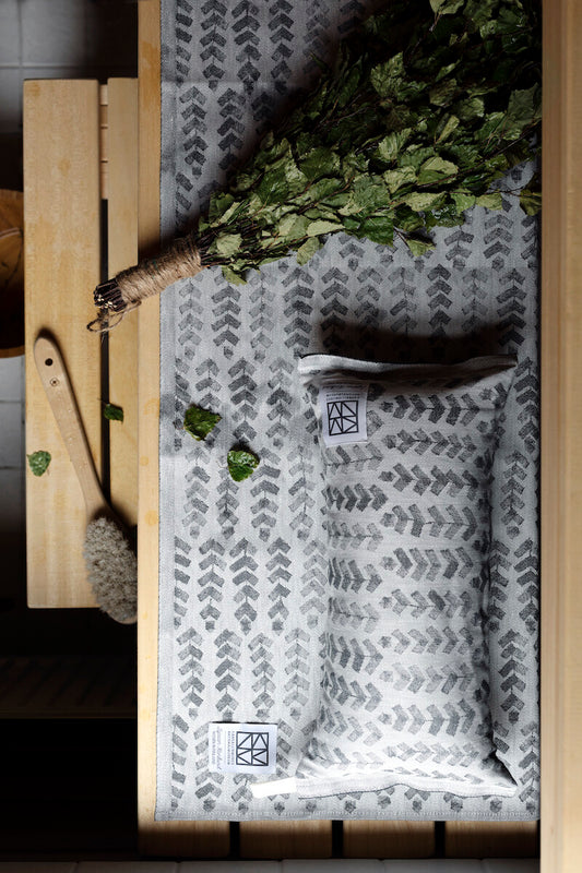 SAUNA Púði / Dúkur - Ruusu - White grey