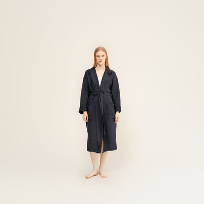 TERVA hör/tencel unisex baðsloppur - Black graphite