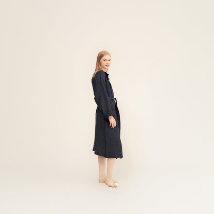 TERVA hör/tencel unisex baðsloppur - Black graphite