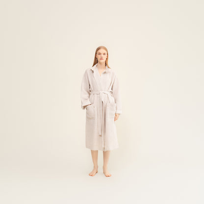 TERVA hör/tencel unisex baðsloppur - White linen