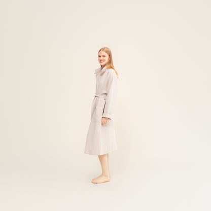 TERVA hör/tencel unisex baðsloppur - White linen