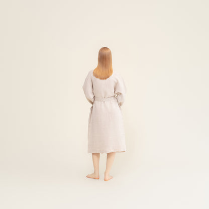 TERVA hör/tencel unisex baðsloppur - White linen